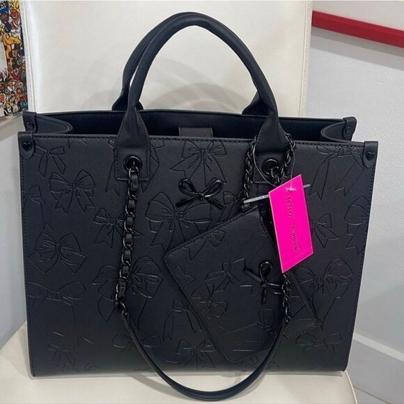 Betsey Johnson Handbags - NEW Betsey Johnson Embossed Bow Tote Bag with Pouch